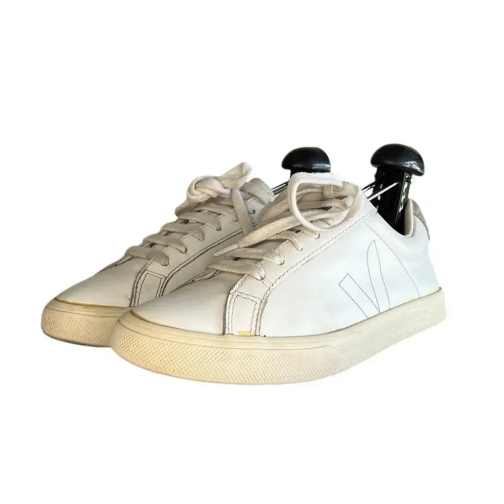 Womens Veja Esplar Leather Casual Sneakers Size 6 White Gray